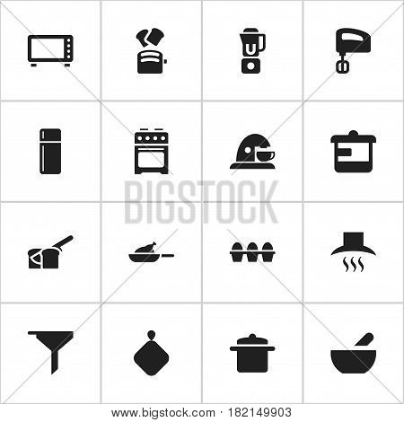 Set Of 16 Editable Food Icons. Includes Symbols Such As Oven, Stove, Utensil And More. Can Be Used For Web, Mobile, UI And Infographic Design.