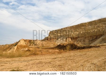 An open clay pit in Ukraine .