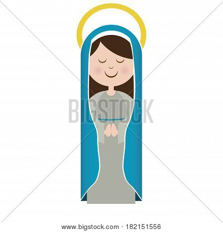 white background of virgin with blue mantle and aura vector illustration