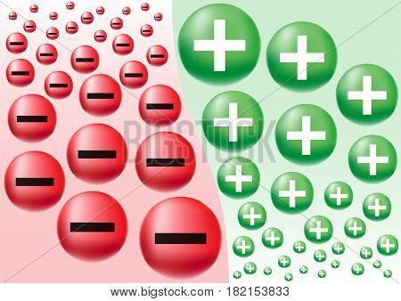 Negative & Positive Business Attitude Designed as Symbol of Optimism and Pessimism