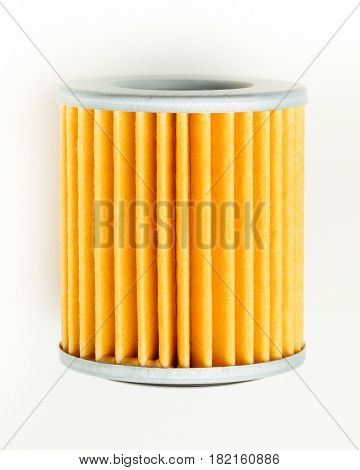 oil filter part for car, white background