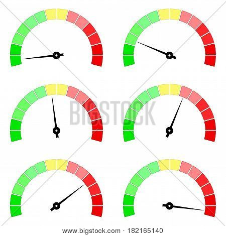 Blank measuring dial. Industrial colored gauge. Vector illustration isolated on white background