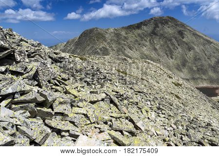 Amazing view of Polezhian peak and Upper Polezhan Lake, Pirin Mountain, Bulgaria