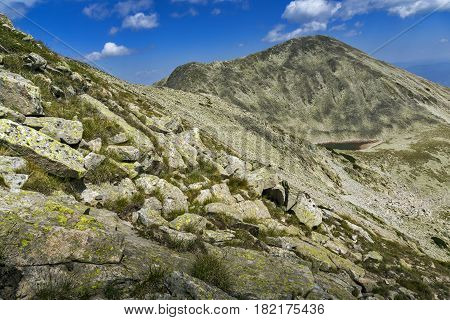 Amazing view of Polezhian peak and Upper Polezhan Lake, Pirin Mountain, Bulgaria
