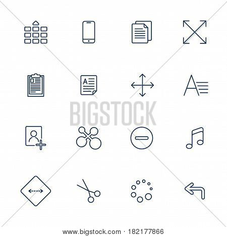Vector Illustration Of Apps Icon Set Over Linen Texture.