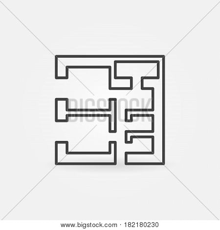 Square house plan icon - vector minimal outline sign or design element