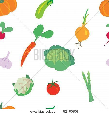 Vegetable seamless pattern. Vector design vegetable elements