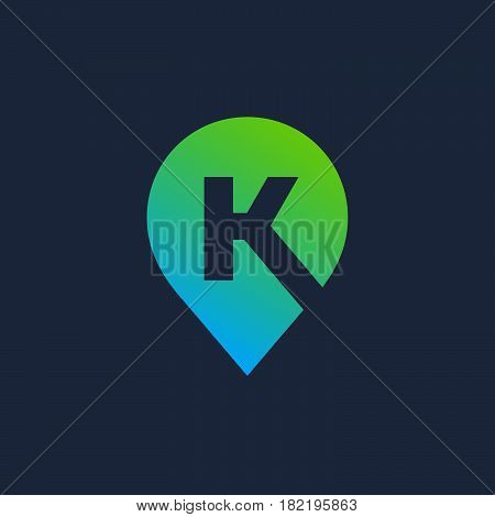Letter K Geotag Logo Icon Design Template Elements