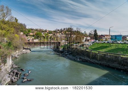 View on the river Rioni in Kutaisi, Georgia