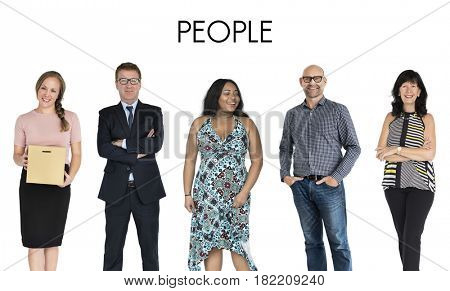 Diverse Career Business People Set Gesture Studio Isolated