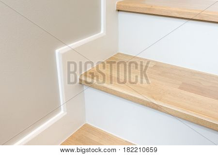 Modern Stair Design With Wooden Tread And White Riser