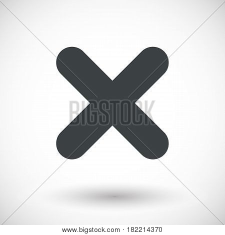Single close mark icon. Flat design vector illustration with round shadow