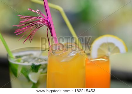 glass of cocktail on bar