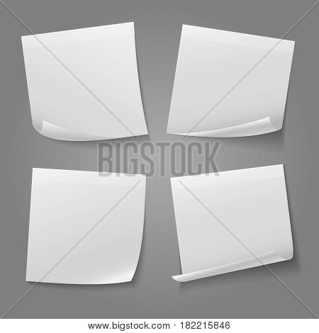 White blank square memo paper sticker vector stock. Message note sticker illustration