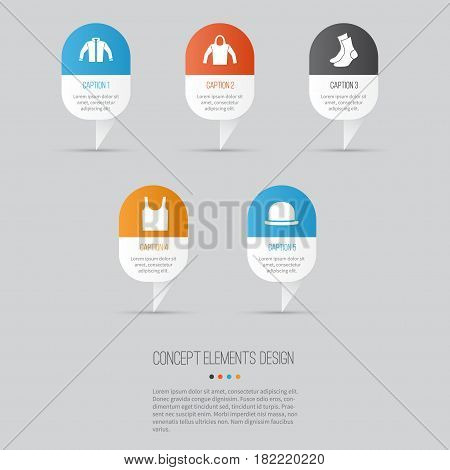 Clothes Icons Set. Collection Of Panama, Cardigan, Half-Hose And Other Elements. Also Includes Symbols Such As Half-Hose, Sleeveless, Hoodie.