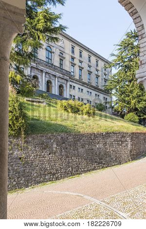 View through a arch of Porticato del Lippomano at Museum Udine