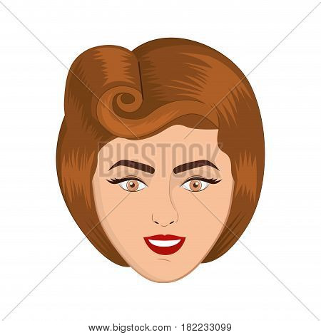 colorful realistic face woman with eighties hairstyle vector illustration