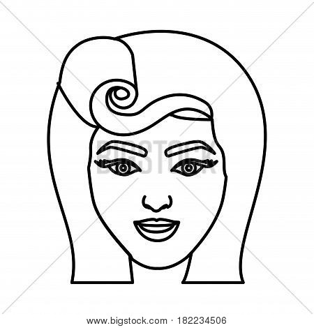 silhouette drawing of face woman with pin up swirl hairstyle vector illustration