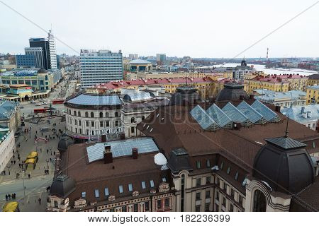 Kazan, Russia - March 28.2017. Top view of the historical center