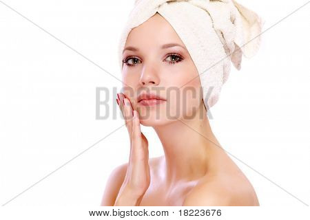Woman applying Feuchtigkeitscreme Creme auf Gesicht