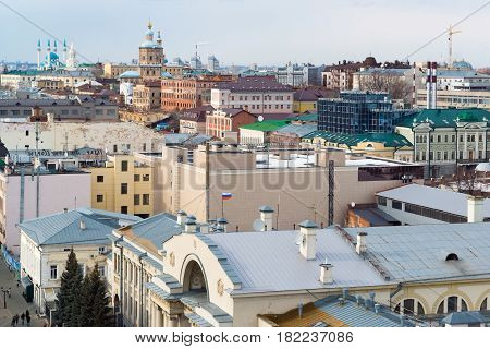 Kazan, Russia - March 28.2017. Top view of the historical center