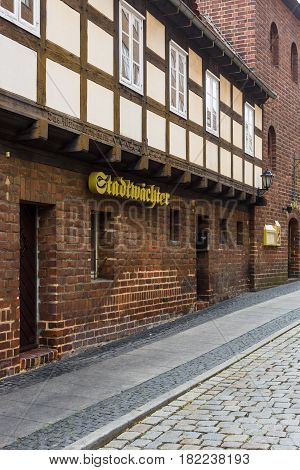 COTTBUS GERMANY - OCTOBER 18 2016: Pub in the historical part of the city (Alt Markt). Cottbus is a university city and the second-largest city in federal state of Brandenburg.