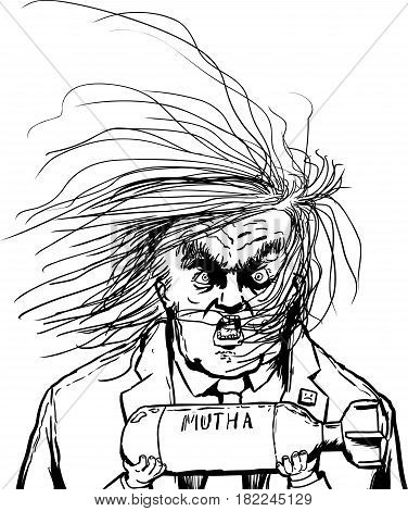 Outlined Donald Trump Holding Orange Bomb