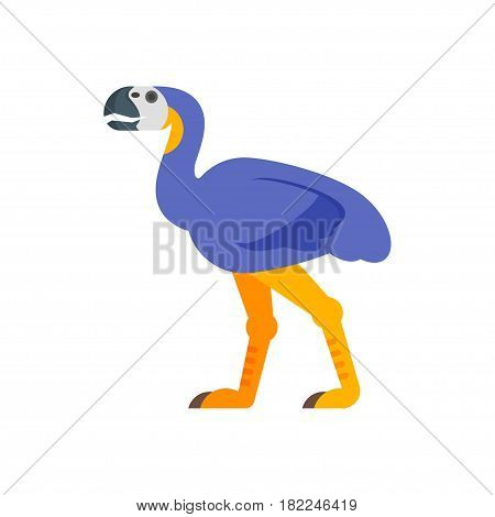 Vector flat style illustration of prehistoric animal - diatryma. Isolated on white background.
