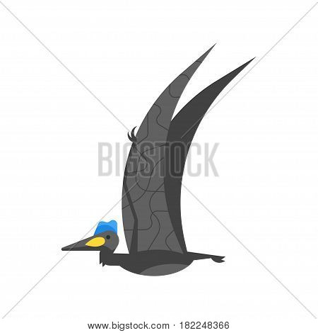 Vector flat style illustration of prehistoric animal - Quetzalcoatlus. Isolated on white background.