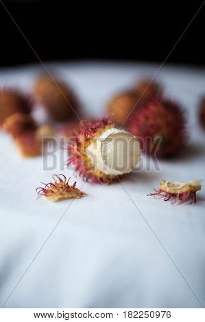 rambutan sweet delicious fruit isolated. Like a hedgehog