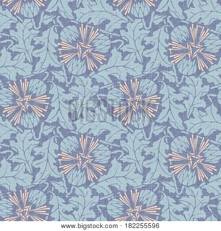 Taraxacum violet seamless pattern background vector. Dandelion wallpaper
