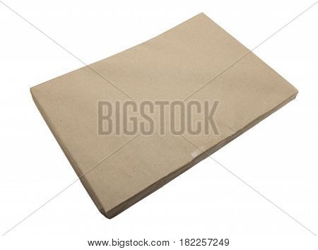 Brown craft paper square pack isolated on the white background