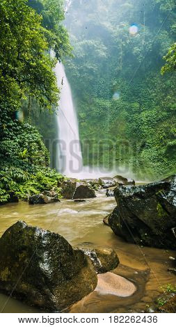 Amazing Nungnung waterfall, Rocks and some Waterdrops, Bali Indonesia