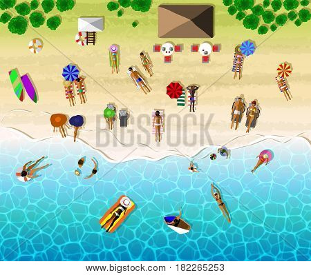 Top View Of Sunbathing People