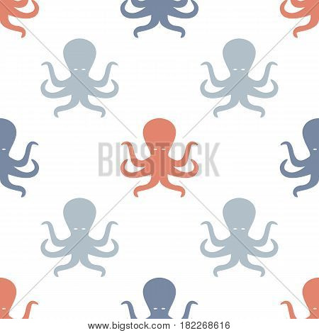 Octopuses abstract seamless background pattern. Stock vector.