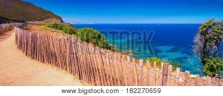 Beautiful coastline landscape L'Ile-Rousse. Corsica France Europe.