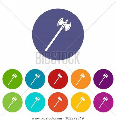 Axe icons set in circle isolated flat vector illustration