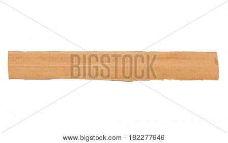Piece of corrugated cardboard torn, isolated on white background. Cardboard texture ragged edge.