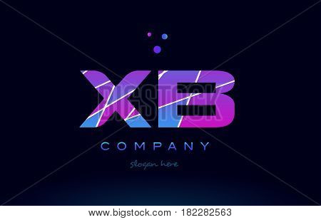 Xb X B  Colored Blue Pink Purple Alphabet Letter Logo Icon Vector