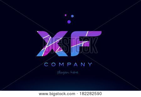 Xf X F  Colored Blue Pink Purple Alphabet Letter Logo Icon Vector