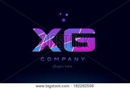 Xg X G  Colored Blue Pink Purple Alphabet Letter Logo Icon Vector