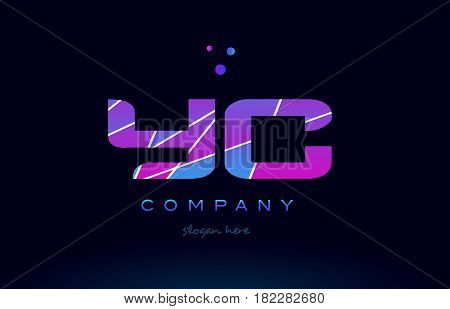 Yc Y C  Colored Blue Pink Purple Alphabet Letter Logo Icon Vector