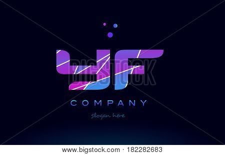 Yf Y F  Colored Blue Pink Purple Alphabet Letter Logo Icon Vector