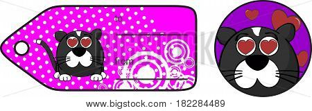 inlove little cat ball cartoon expression giftcard in vector format