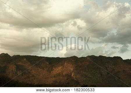 Cloudy Blue Sky Beautiful Scene with Mountain