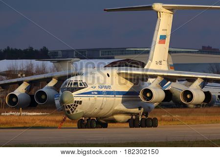 ZHUKOVSKY, MOSCOW REGION, RUSSIA - NOVEMBER 31, 2013: Ilyushin IL-76MD RA-78850 of russian air force standing at Zhukovsky.