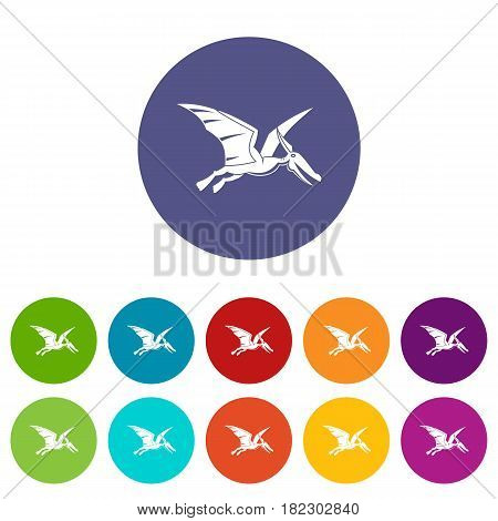 Velyciraptor icons set in circle isolated flat vector illustration