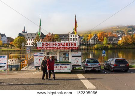 Excursion Ship Pier At The Moselle In Bernkastel-kues