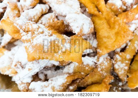 Tipical Italian cake Chiacchere Crostoli for carnival days
