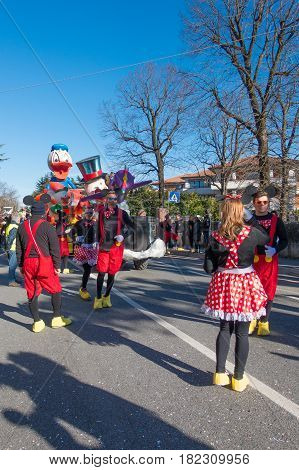 OPICINATRIESTE ITALY - FEBRUARY 25: Unidentified participants in parade of the Carnival. Kraski Pust o Carnevale Carsico. The Carnival Carsico Kraski on February 25 2017